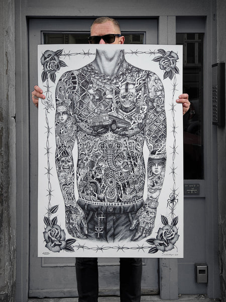 Mikkel Westrup Ballpoint Pen Poster 1 (male front) 70x100cm Charcoal