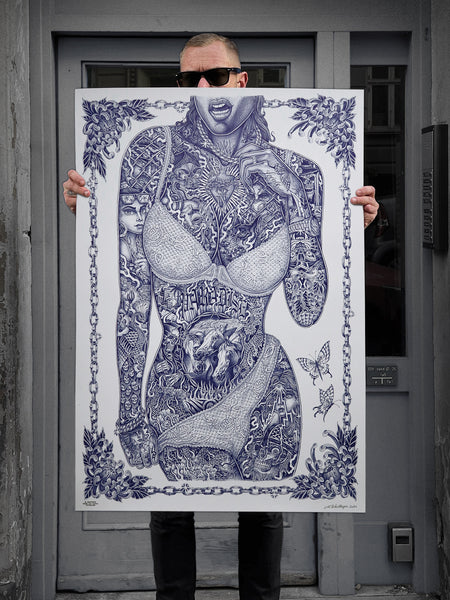 Mikkel Westrup Ballpoint Pen Poster 2 (female front) 70x100cm Blue