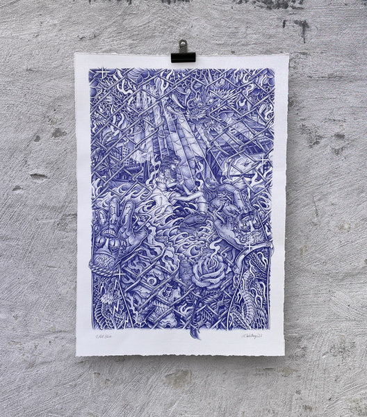 Mikkel Westrup "The River" 43x63 cm Limited edition of 66, BLUE